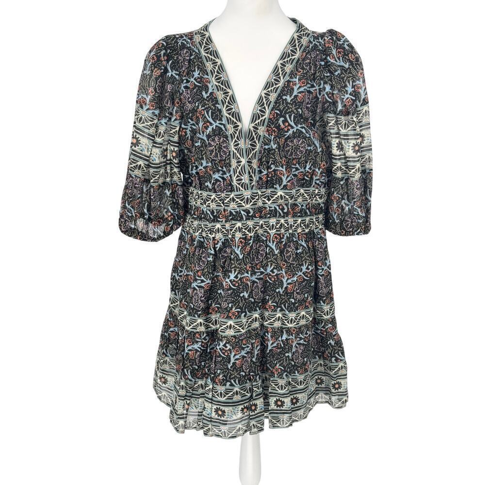 Sea New York Boho Floral Dress Size XL - Designer Mixed Print Cotton Dress